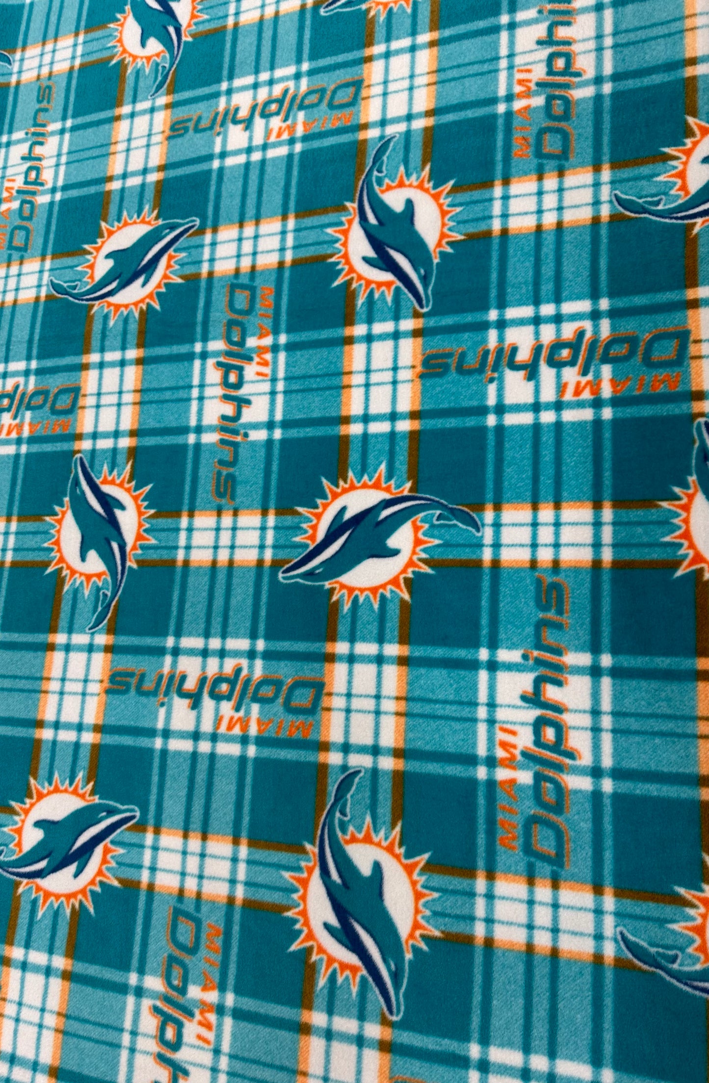 Miami Dolphins Fleece Fabric/ NFL Football Fleece Fabric / Sold By The Yard / 58" Wide /Anti Pill Fleece/ Perfect for Blanket, Bed Spread