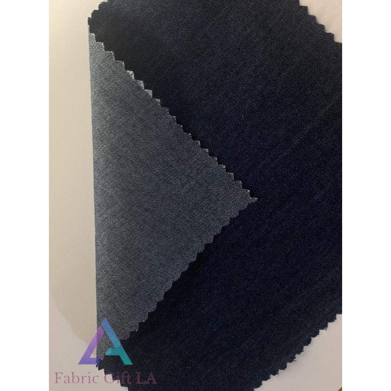 Washed Denim Fabric | Rinse Color (Dark Blue Jean) | Thin & Lightweight | Sold by The Yard