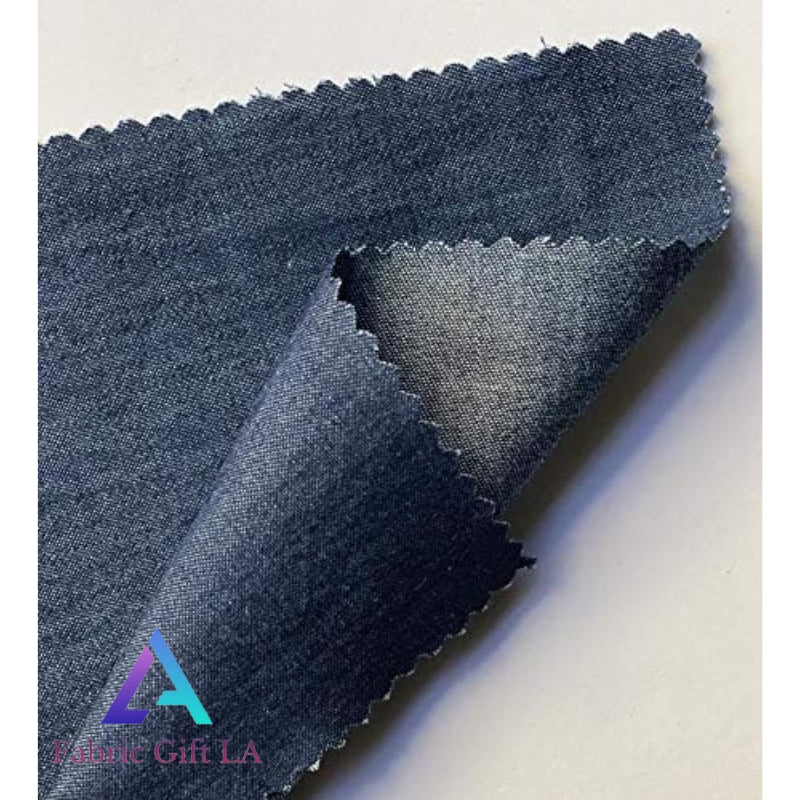 Washed Denim Fabric | Rinse Color (Dark Blue Jean) | Thin & Lightweight | Sold by The Yard