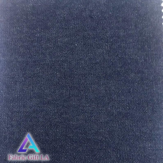 Dark Blue (Stone) Washed Cotton Denim Fabric  - (Thin & Lightweight) - Sold by The Yard