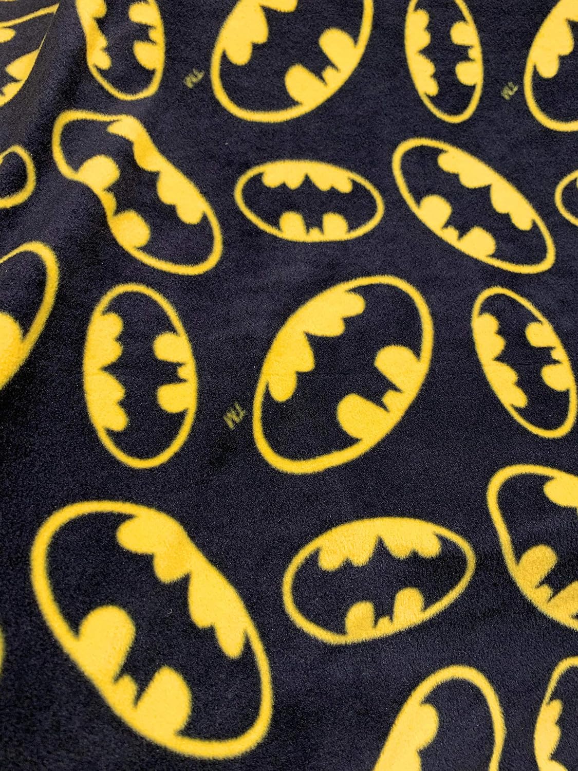 Batman Logo Anti Pill Premium Fleece Fabric ,Yellow on Black, 60” Inches Wide – Sold by The Yard