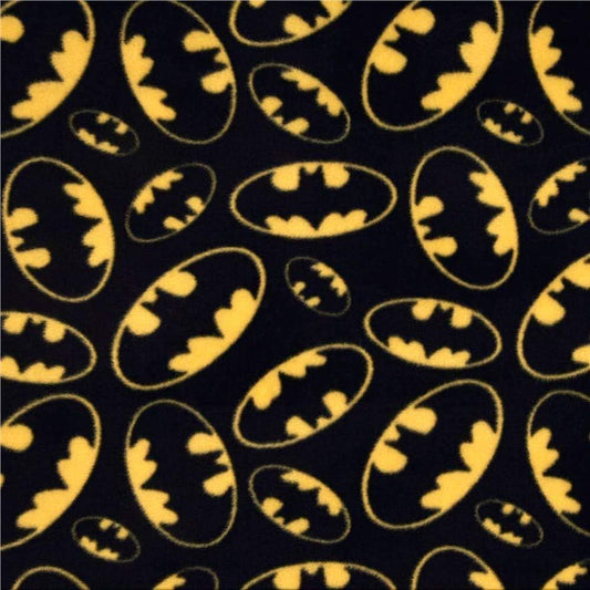 Batman Logo Anti Pill Premium Fleece Fabric ,Yellow on Black, 60” Inches Wide – Sold by The Yard