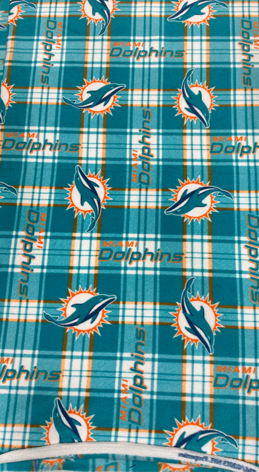 Miami Dolphins Fleece Fabric/ NFL Football Fleece Fabric / Sold By The Yard / 58" Wide /Anti Pill Fleece/ Perfect for Blanket, Bed Spread